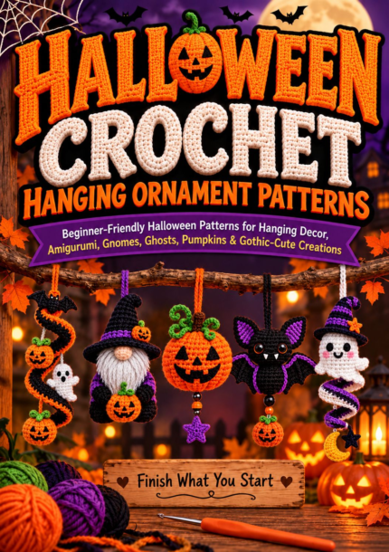 Halloween Crochet Hanging Ornament Patterns:Beginner-Friendly Halloween Patterns for Hanging Decor, Amigurumi, Gnomes, Ghosts, Pumpkins & Gothic-Cute Creations